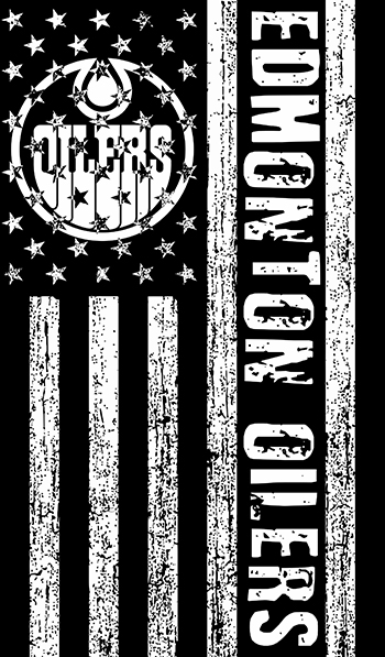 Edmonton Oilers Black And White American Flag logo vinyl decal